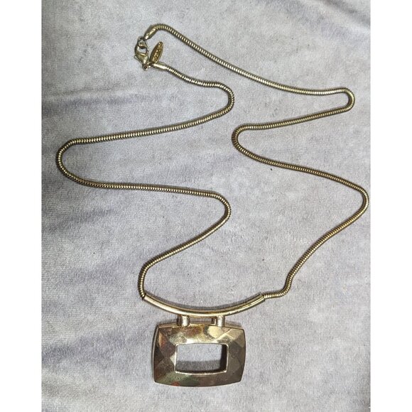 Avenue Geometric Gold Tone Pendant Statement Necklace - Picture 7 of 7